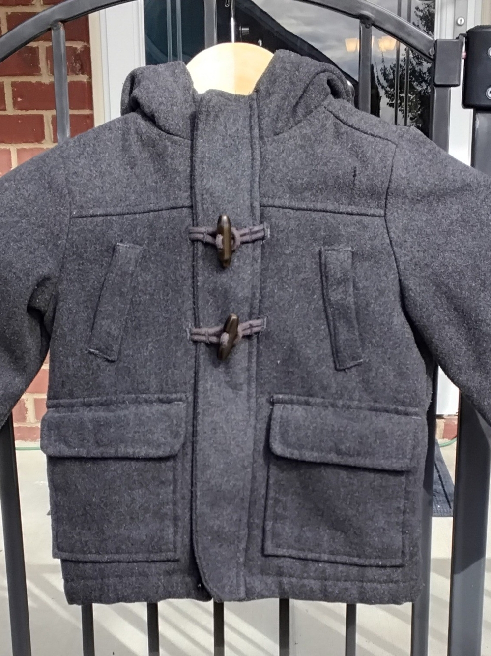 Carter's Charcoal Gray Hooded Pea Coat with Toggle Closures